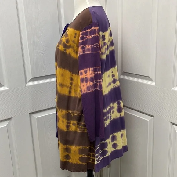 Blue Cactus Tie Dye Boho Oversized Cardigan Jacket - Picture 3 of 9